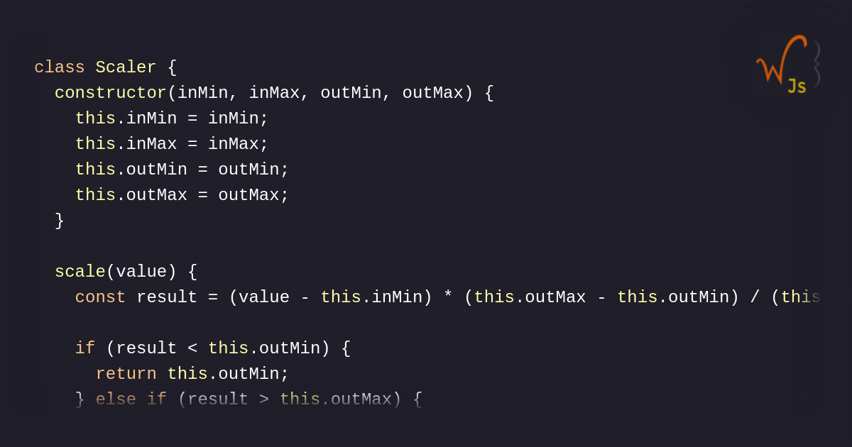 Scaling values between two ranges - Writing JavaScript